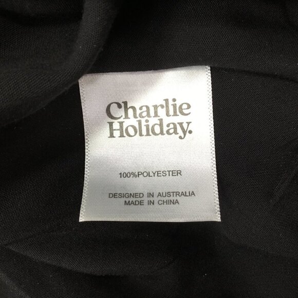 Charlie Holiday Pleated Skirt Midi Lined Black Size 12 Satiny Micro Pleats Shiny - Picture 5 of 6